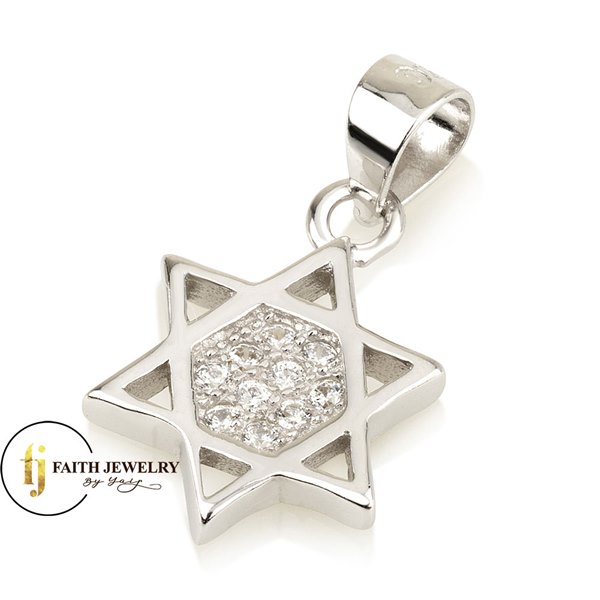 Star of David Pendant Sterling silver with Zircon stones in the middle
