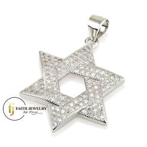 Classic Star of David Pendant silver with Zircon stones