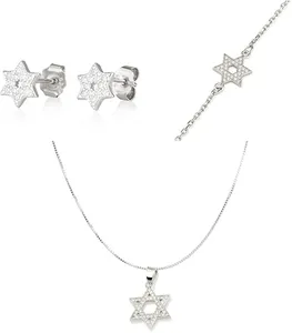 white star of David jewelry set sterling silver