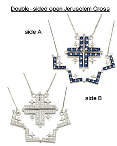 butterfly Jerusalem Cross Necklace, folding necklace with magnet closing. (double sided)