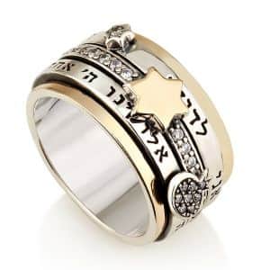 Spinning ring Silver Combined Gold with blessings