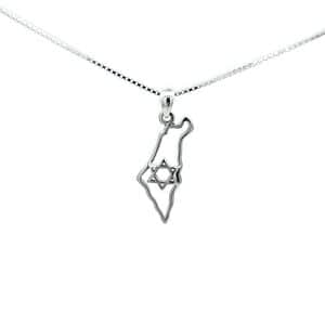 Map of Israel Pendent Necklace with Star of David