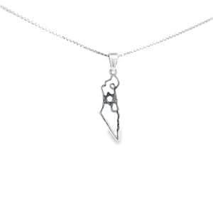Map of Israel Thin Pendent Necklace with Star of David