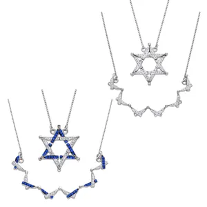 Small Butterfly / Star of David Necklace (blue and white)