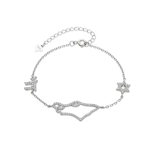 map of Israel Chai star of David cubic zirconia bracelet